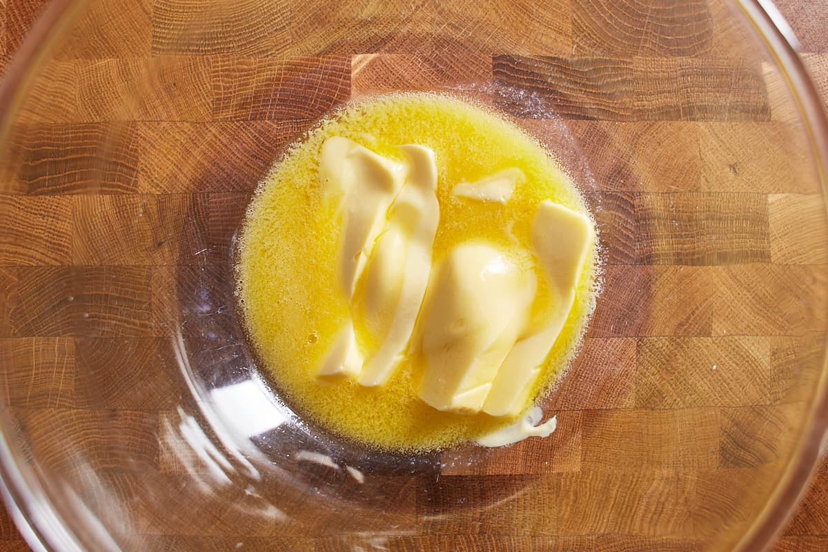 Halfway melted butter in a bowl