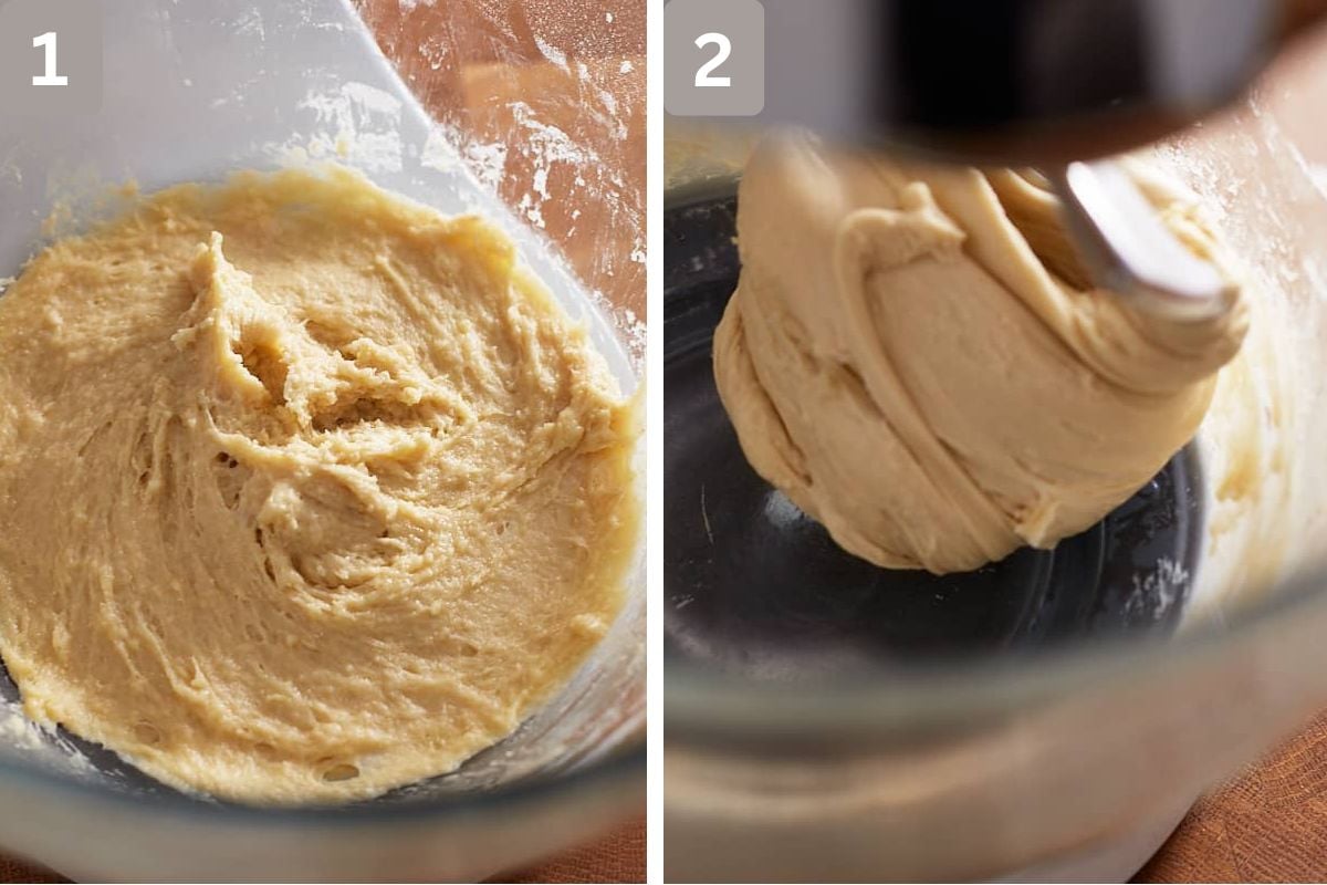 flour, sugar, salt, milk, egg yolk, and yeast combined and kneaded