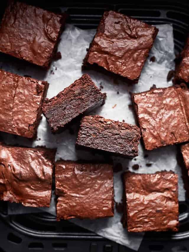 Sliced brownies on a white paper