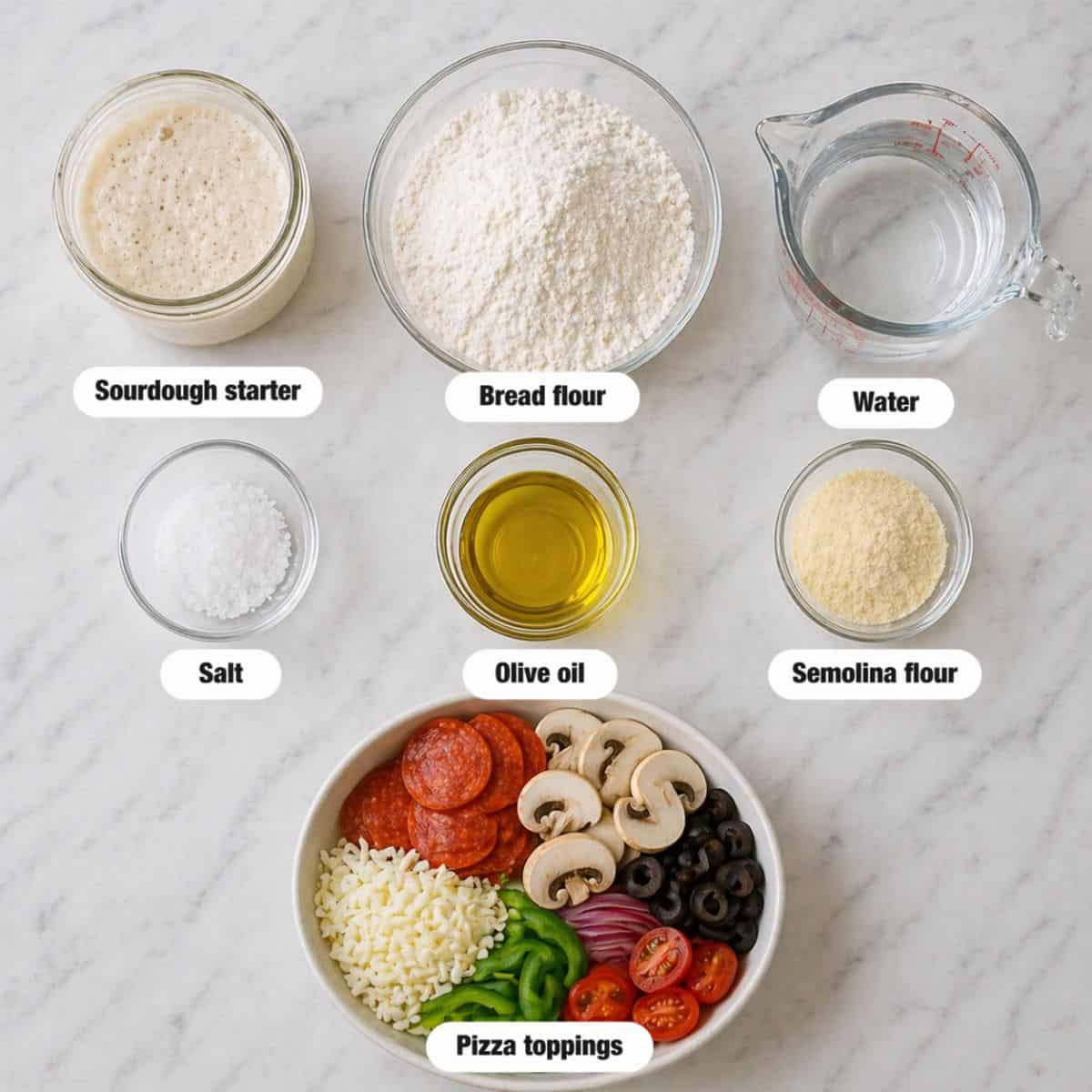 Sourdough pizza dough same day - Ingredients