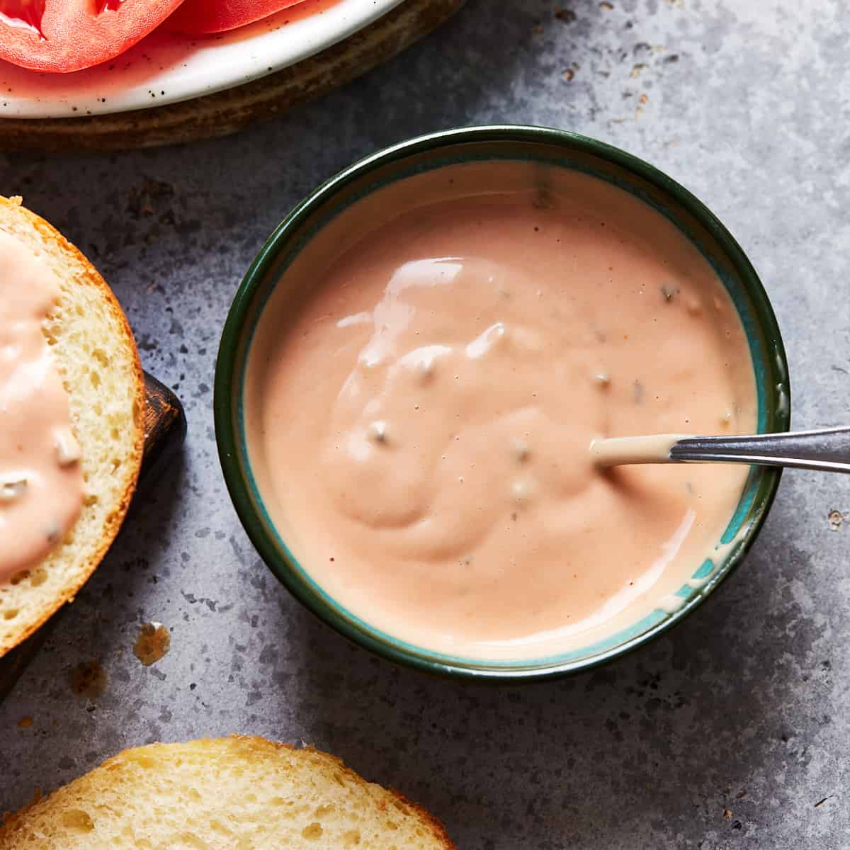 Burger sauce in a small bowl