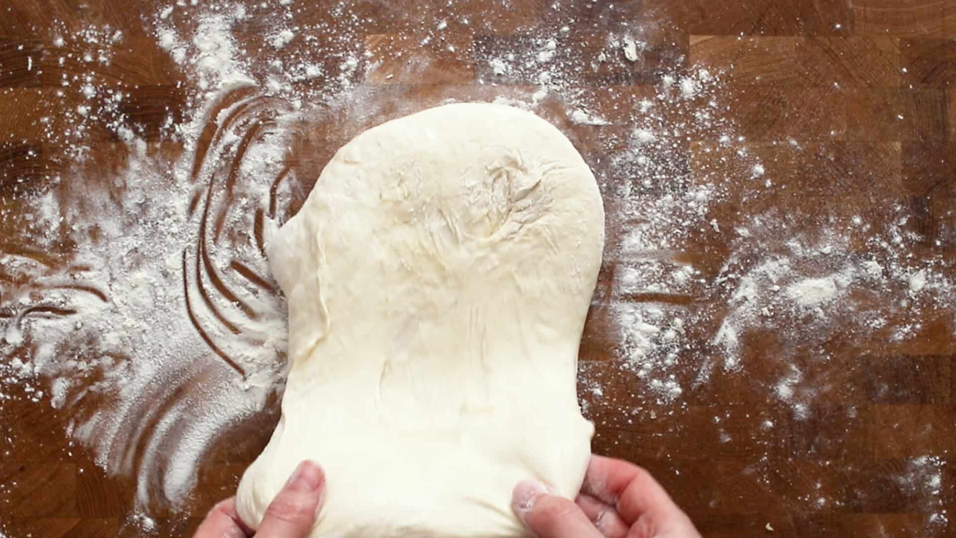First stretch of the dough