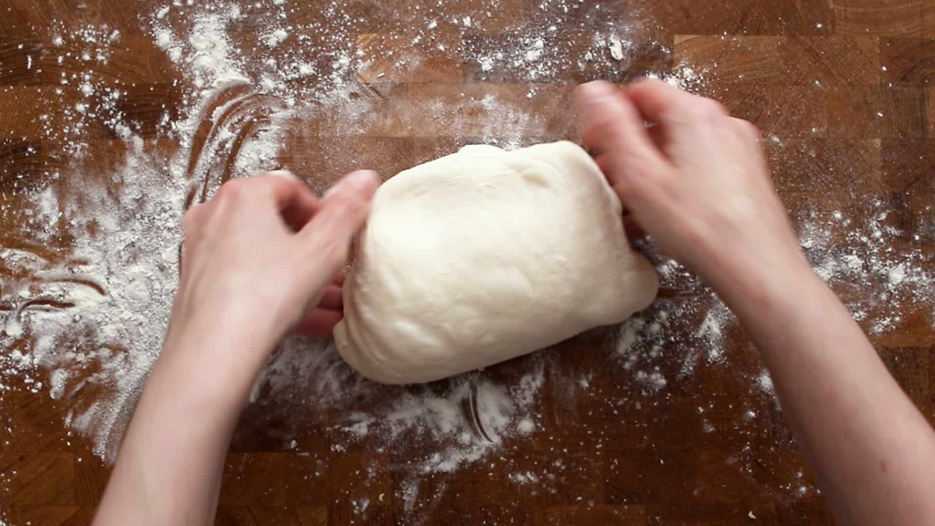 Flipping the dough upside down