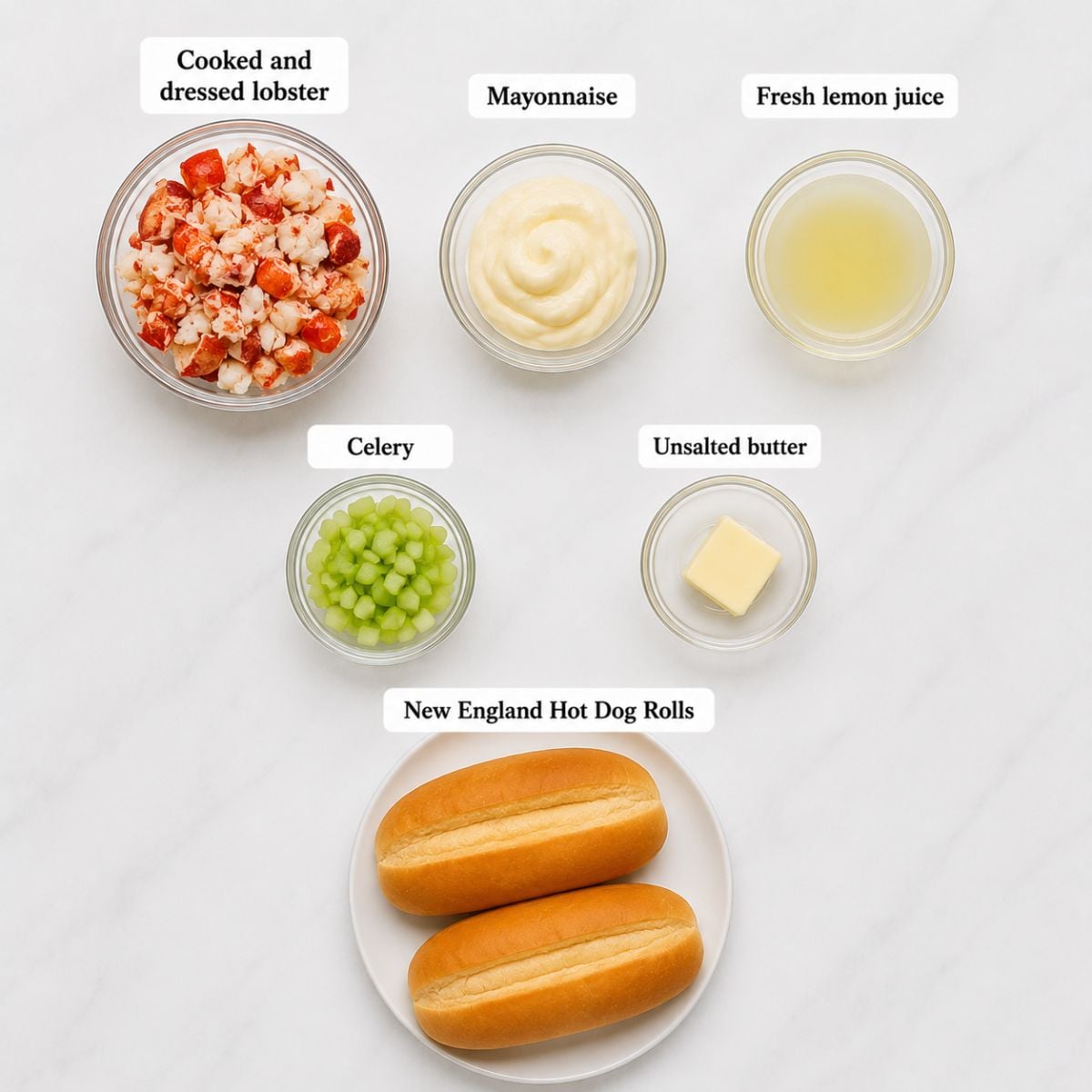 The Best Maine Style lobster roll Ingredients