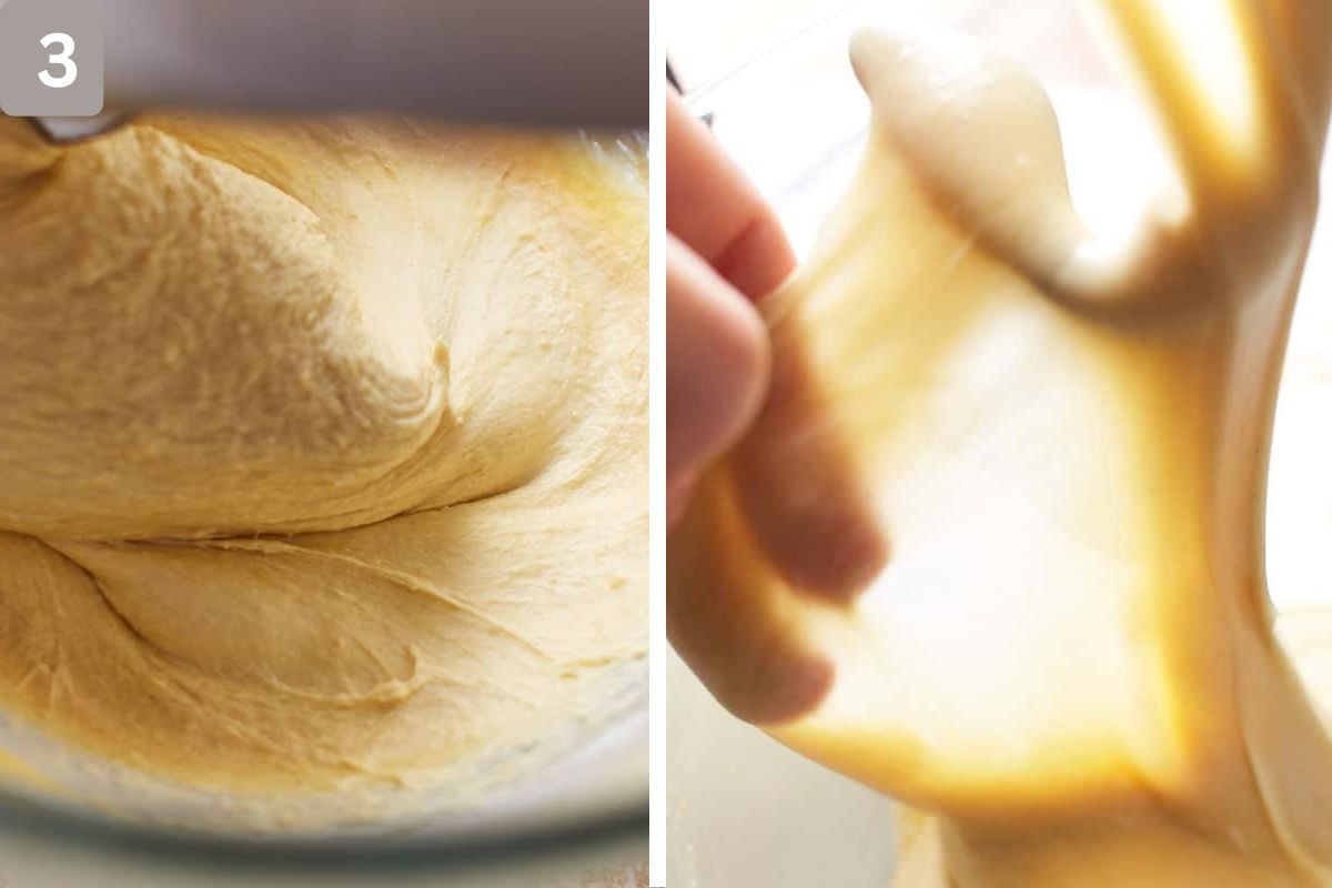 Knead the dough on high speed until it is smooth