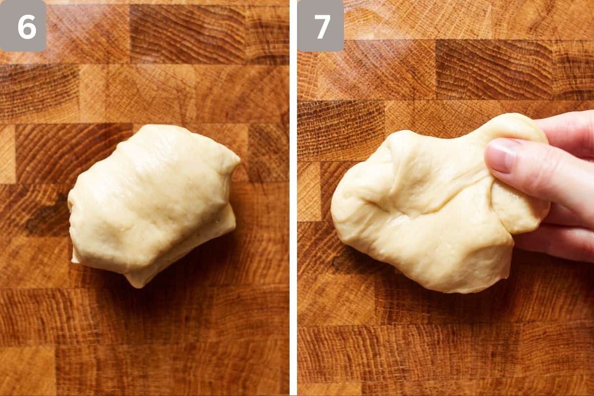 roll it into a ball and fold over