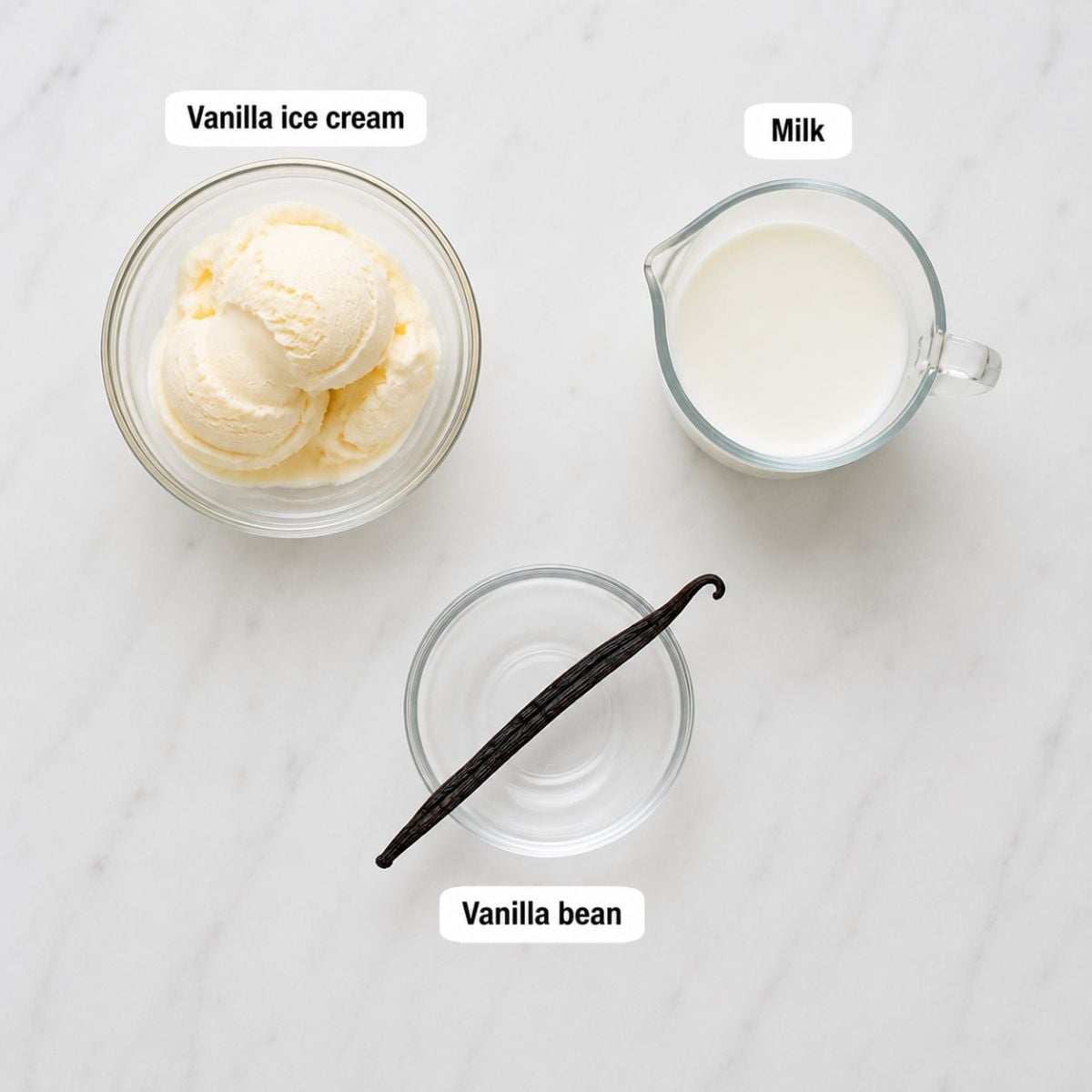 Homemade Vanilla Milkshake ingredients