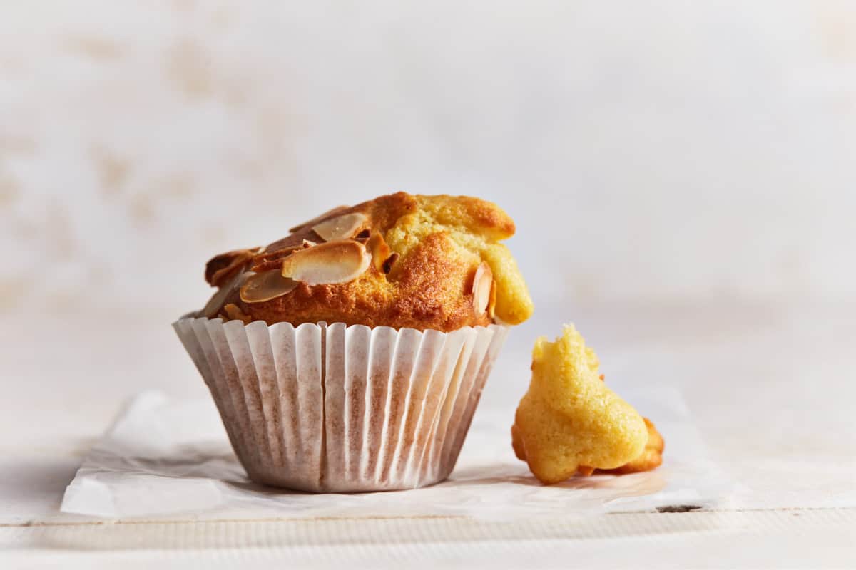 Deformed muffin on a white background