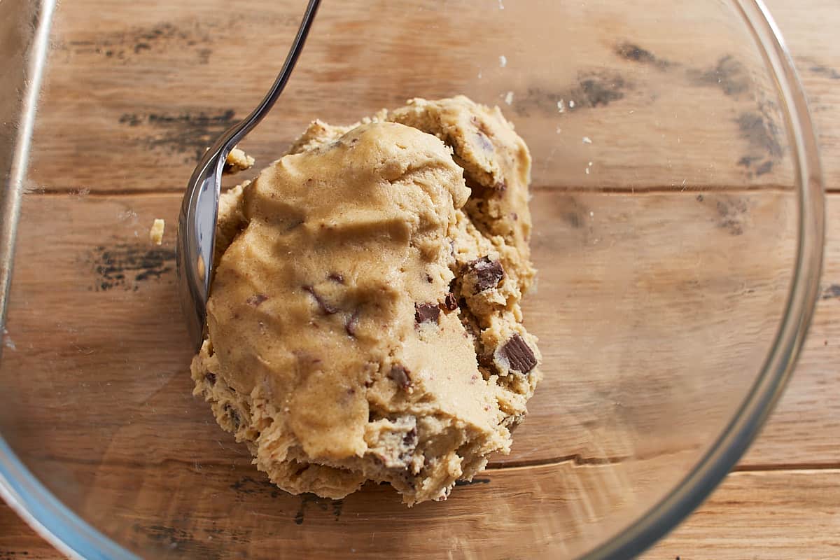 Chilled cookie dough in a bowl