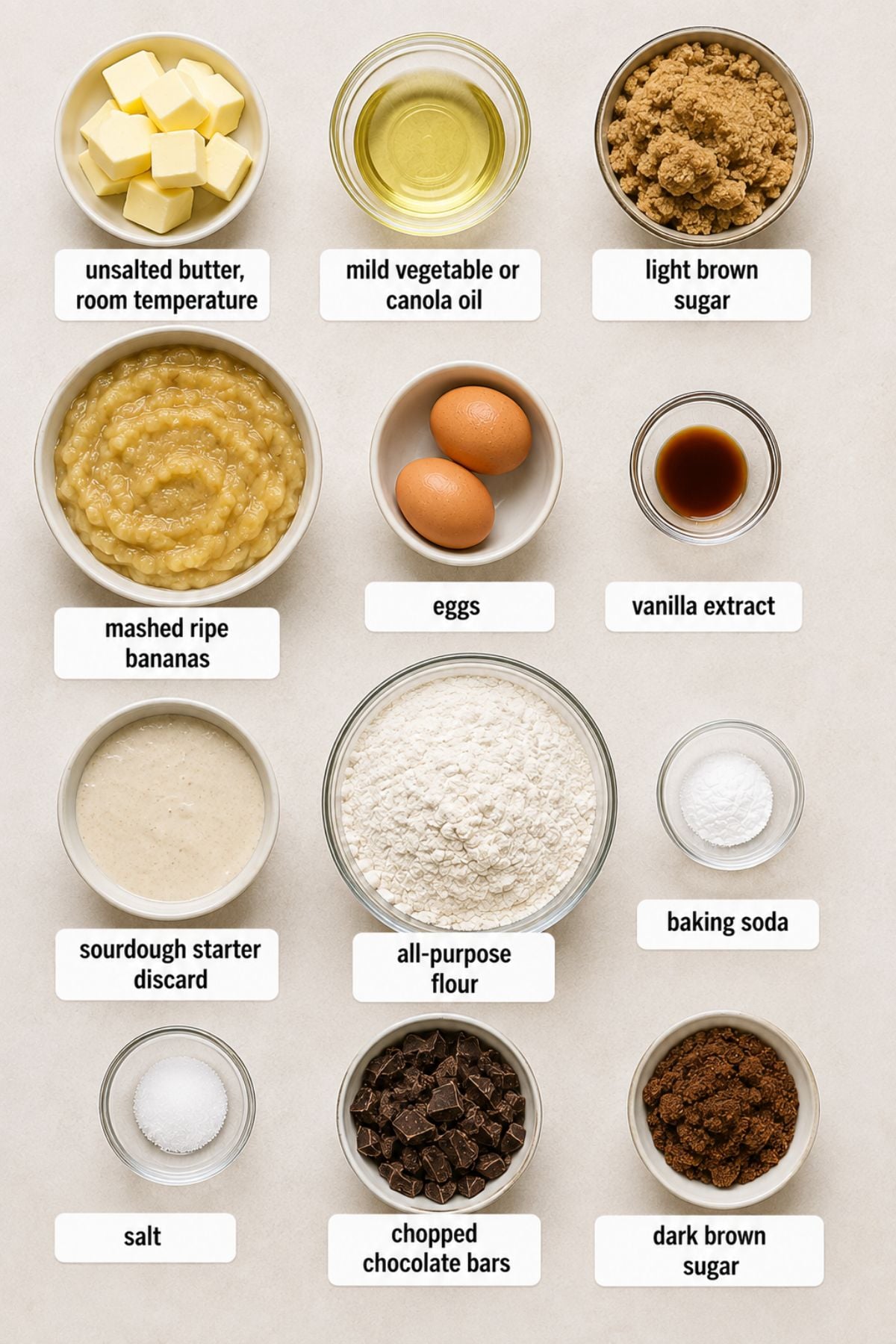 sourdough discard banana bread ingredients
