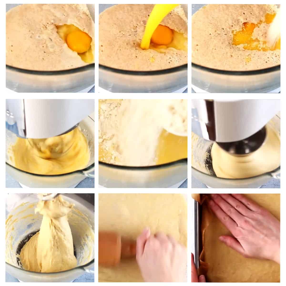 a collage of steps in making the dough
