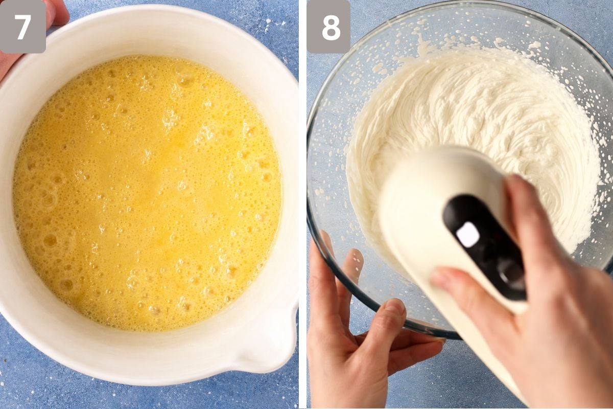butter, heavy cream, sugar, and honey simmered and heavy cream beaten in a separate bowl