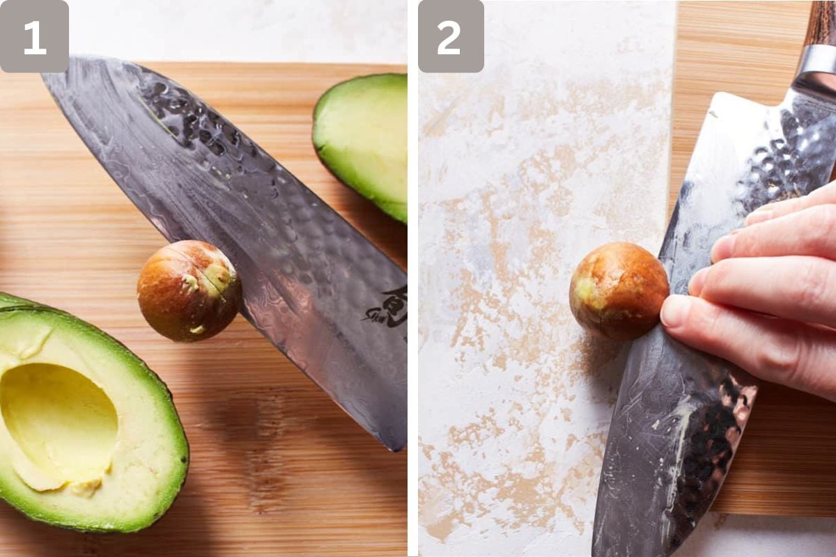 Pit removed from avo and safely removed from the knife