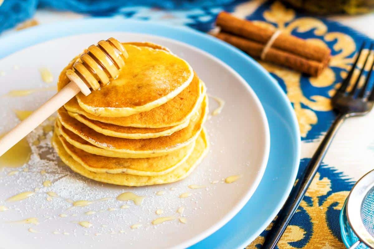 pancake slide with honey topping