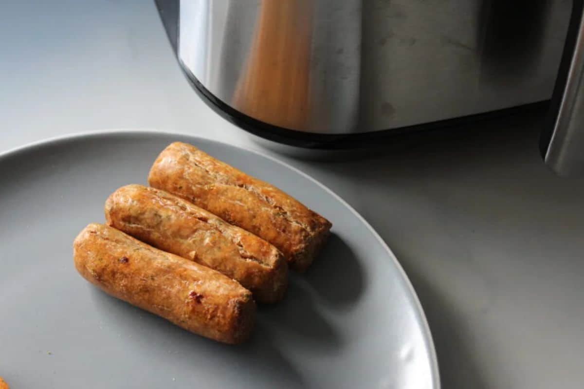air fried sausages on a plate