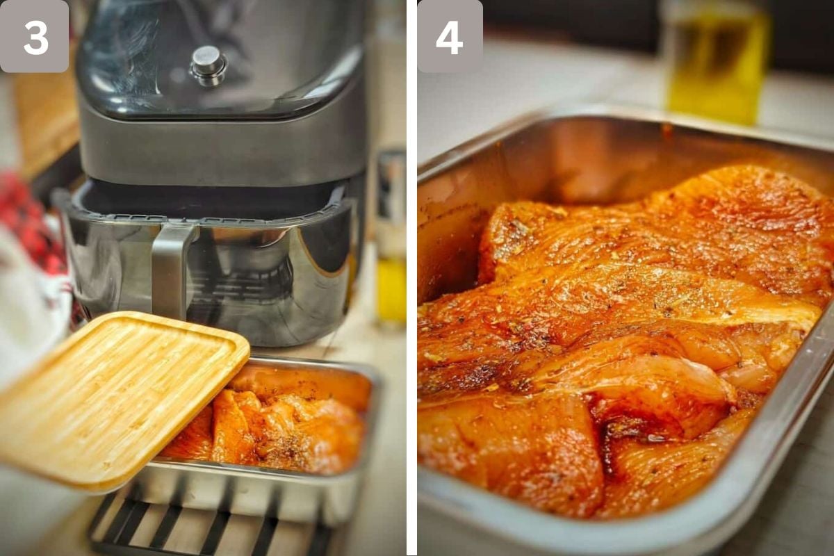 Meat covered and refrigerated for 2 hours and then standing for 30 minutes at room temperature