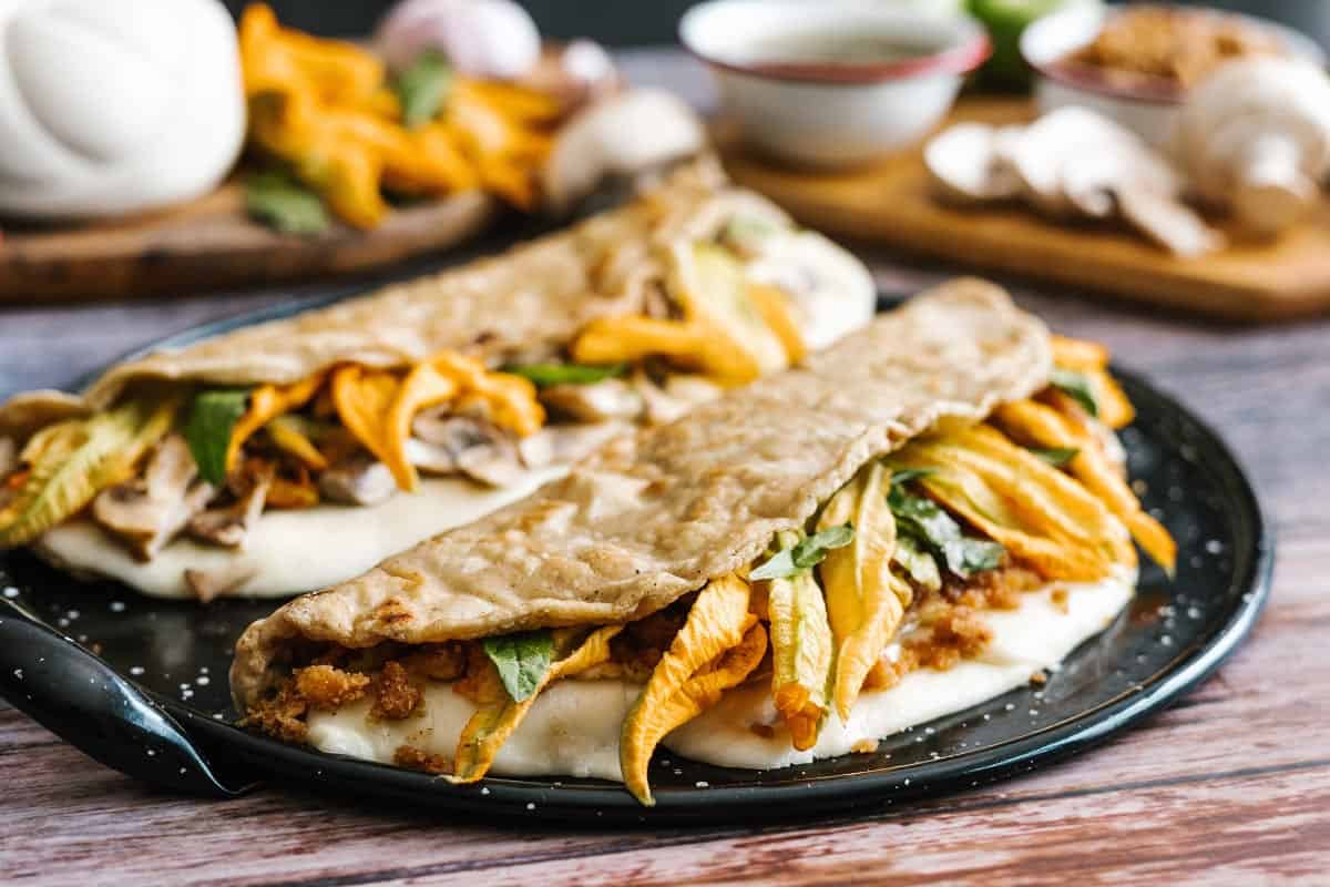 traditional mexican quesadillas with oaxaca cheese