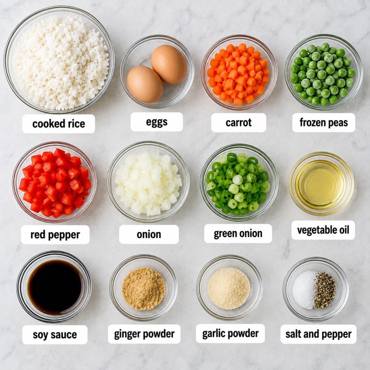egg fried rice in air fryer (Easy & Healthy) ingredients