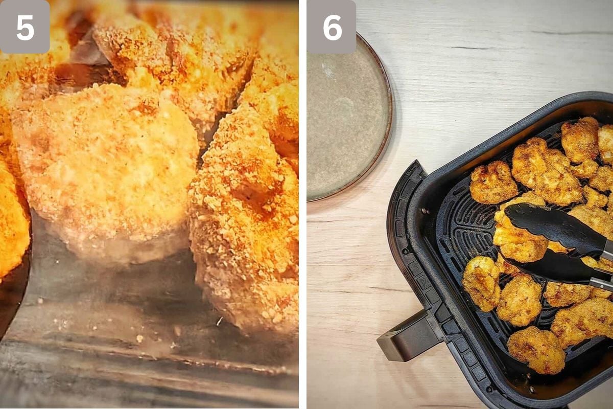 florets in the air fryer and flipped halfway through