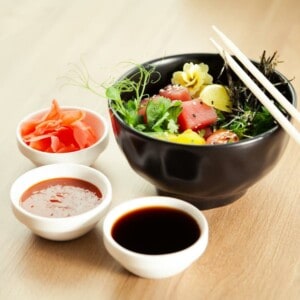 poke salad with tuna and ponzu sauce