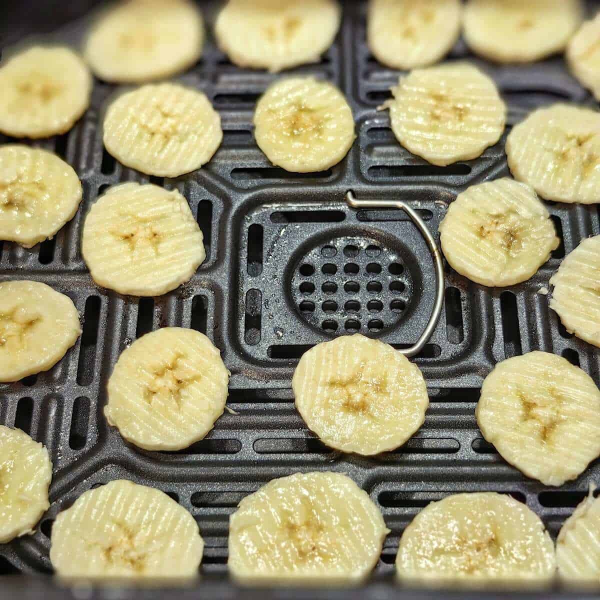 banana chips inside an air fryer