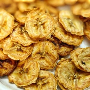 newly cooked air fryer banana chips