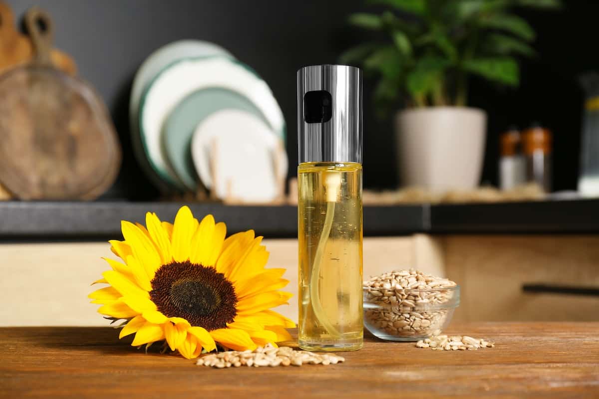 sunflower oil in spray bottle