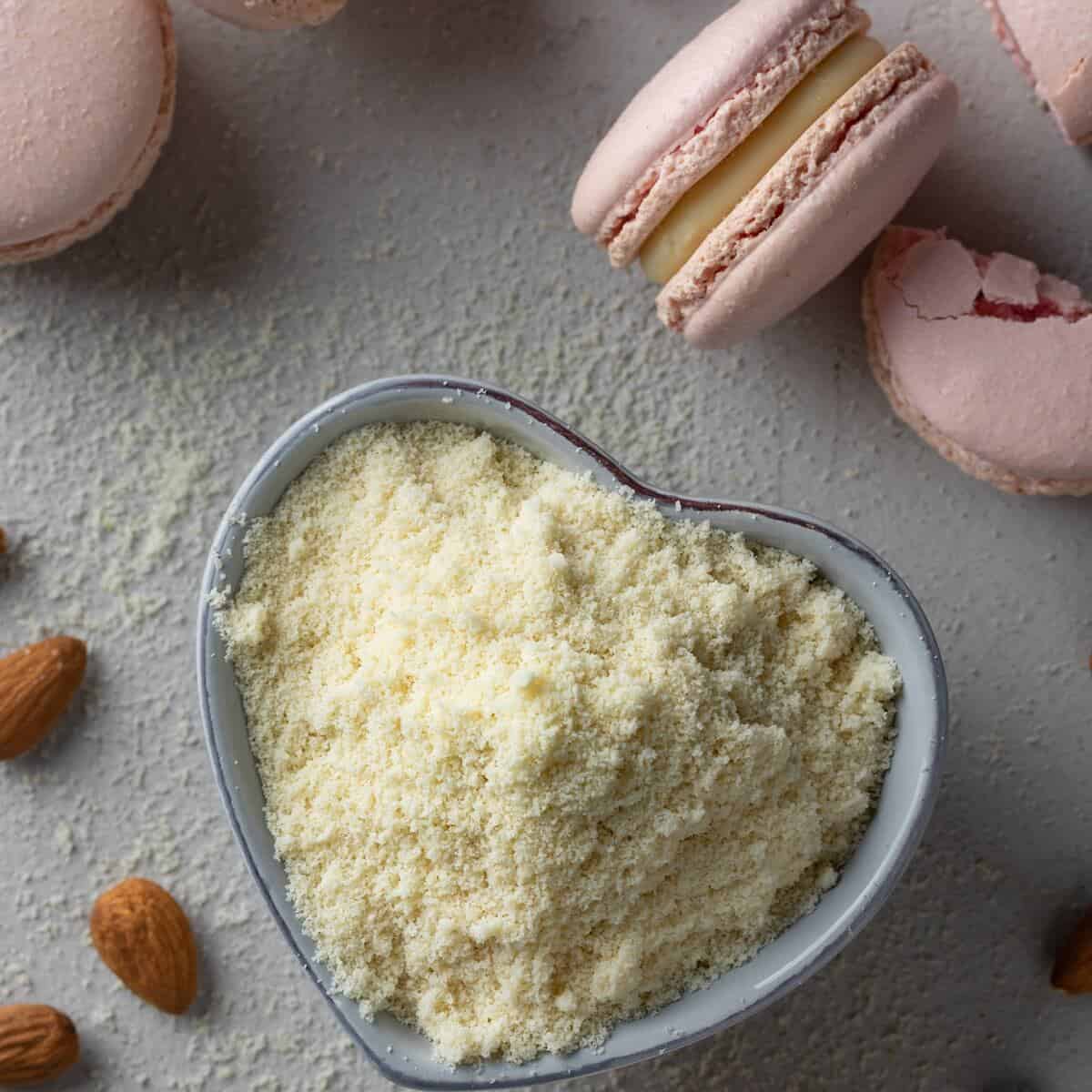 almond flour with pink macaroons