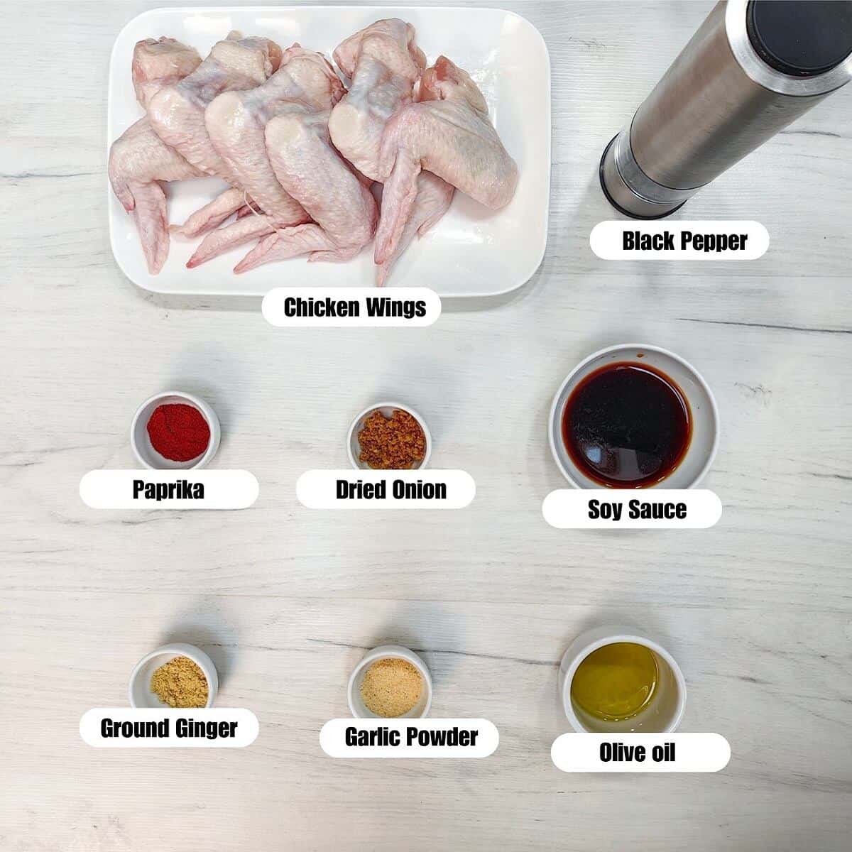 ingredients for air fryer chicken wings 