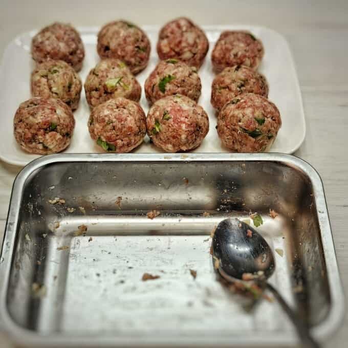 meat mixture shaped into balls