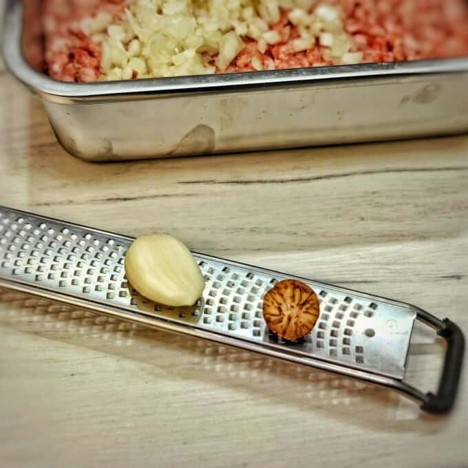 garlic and nutmeg on a grater