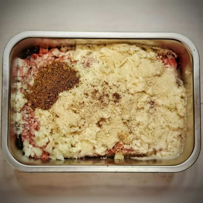 ground spices in meat mixture
