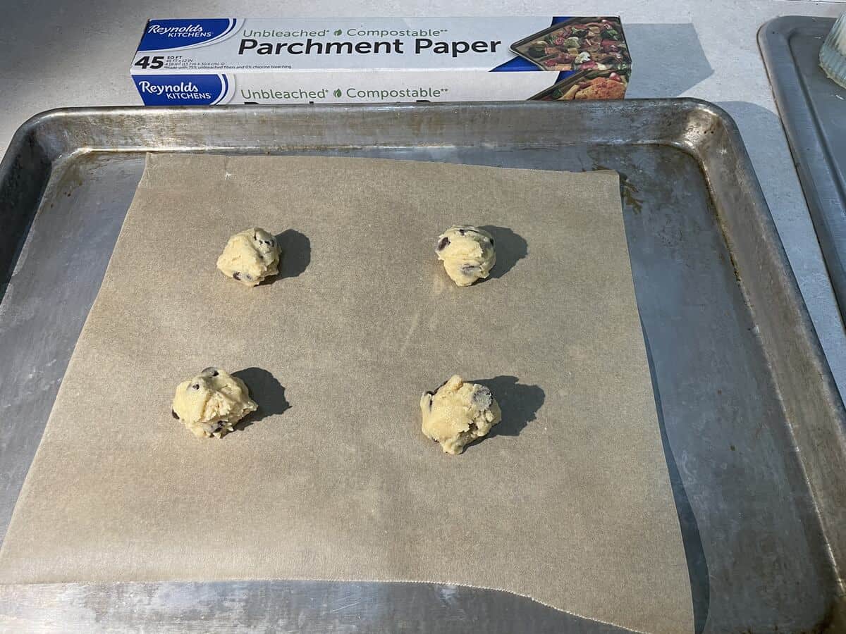 reynolds parchment paper with cookie dough balls
