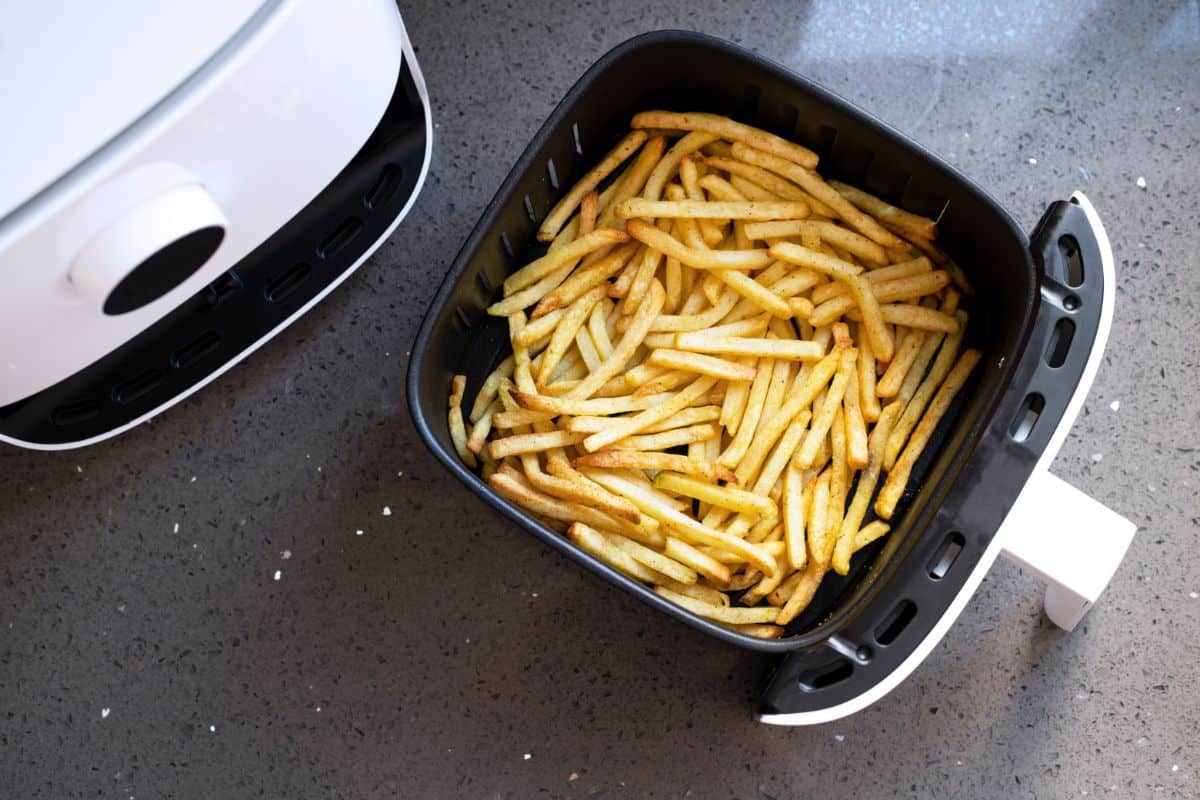 white air fryer with fries