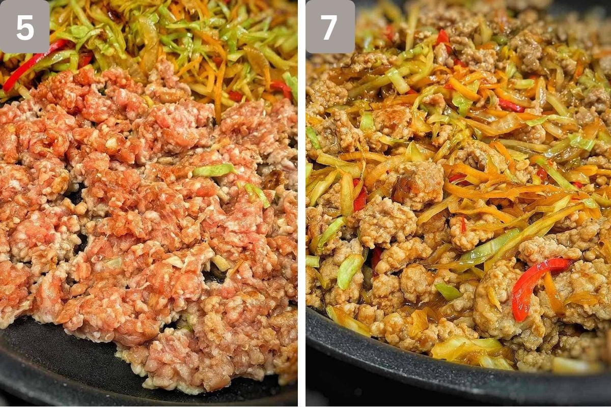 marinated ground pork added and pork and veggies added