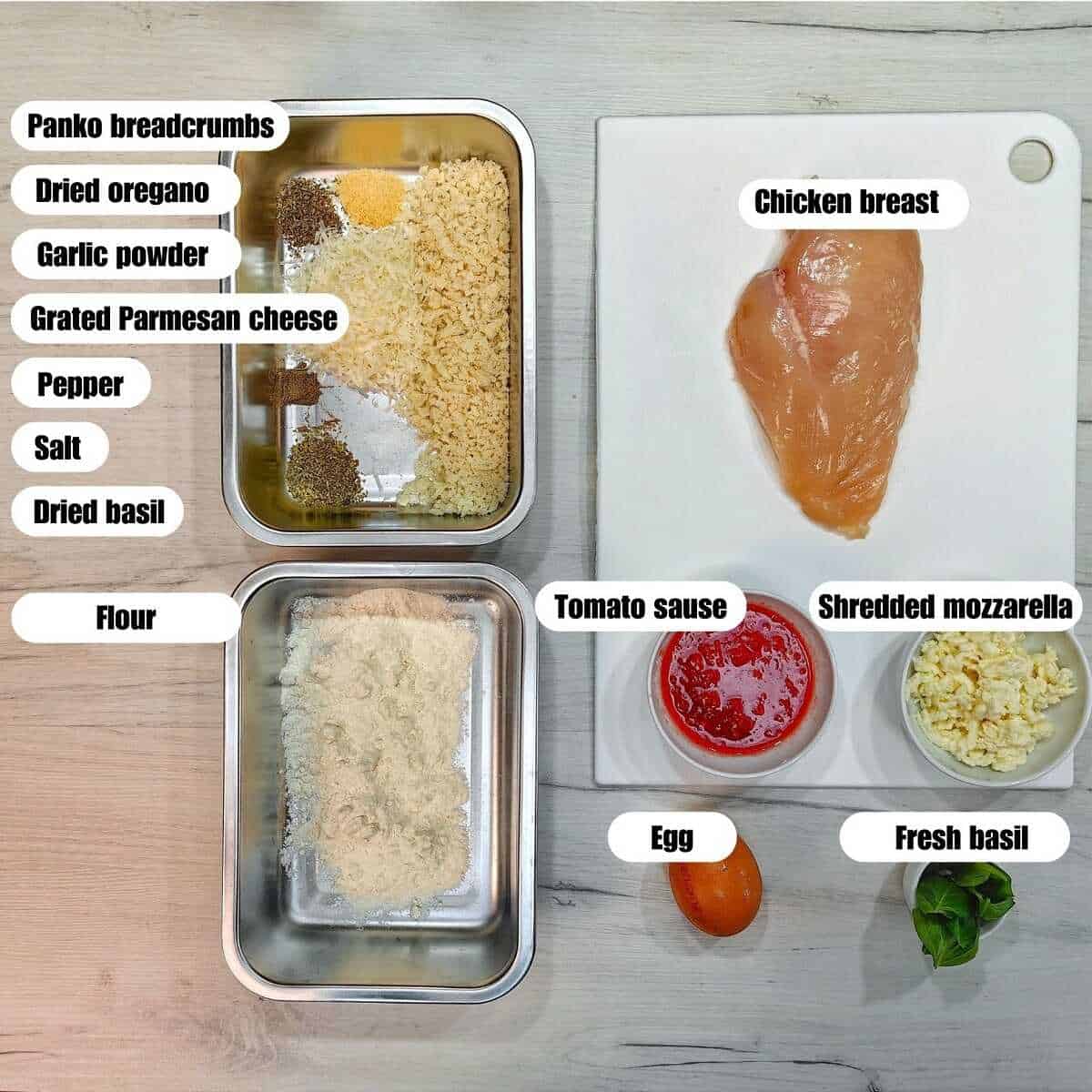 ingredients of air fryer chicken parmesan 