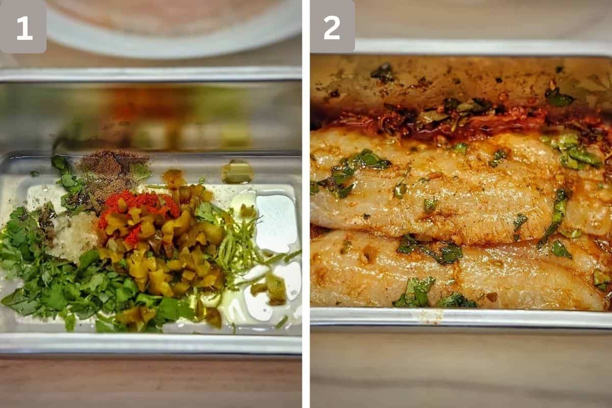 Image 1 - ingredients being prepared for the filling
Image 2 - Tilapia fish in Sauce