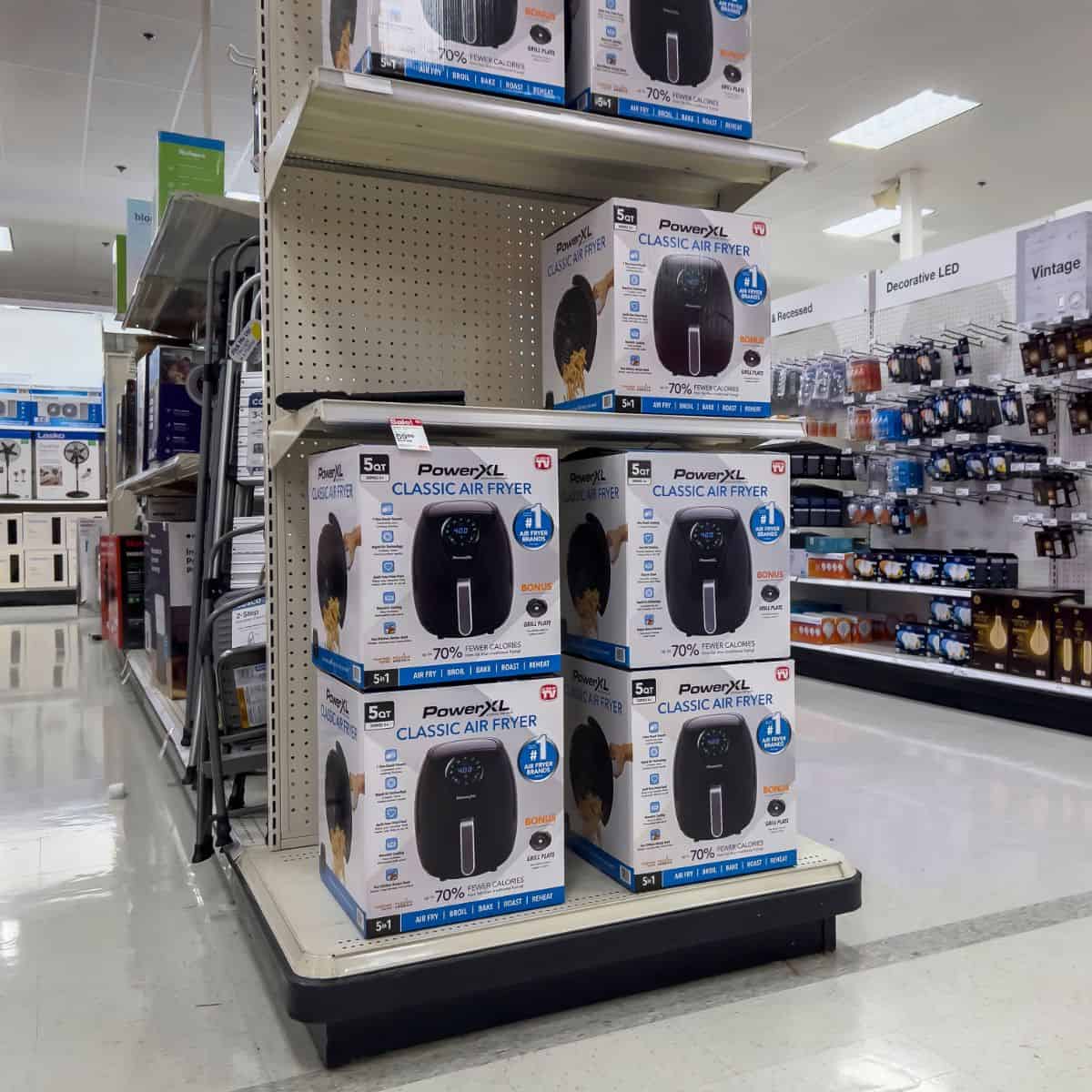 air fryer in boxes in a store