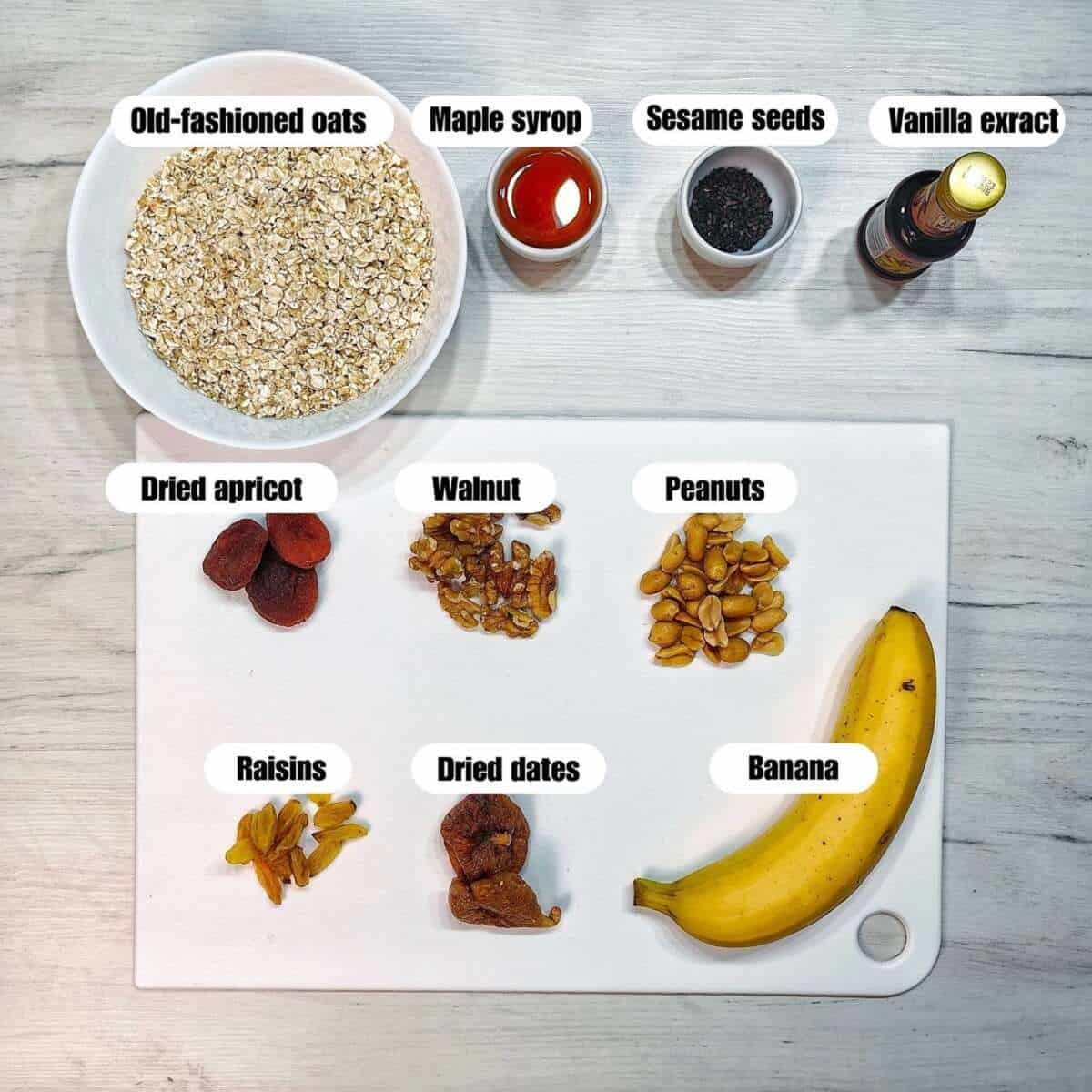 ingredients of oatmeal breakfast bars