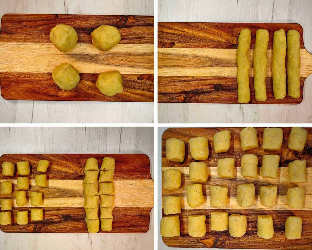 collage of steps on making potato balls