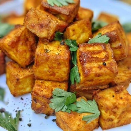 air fryer tofu with garnish