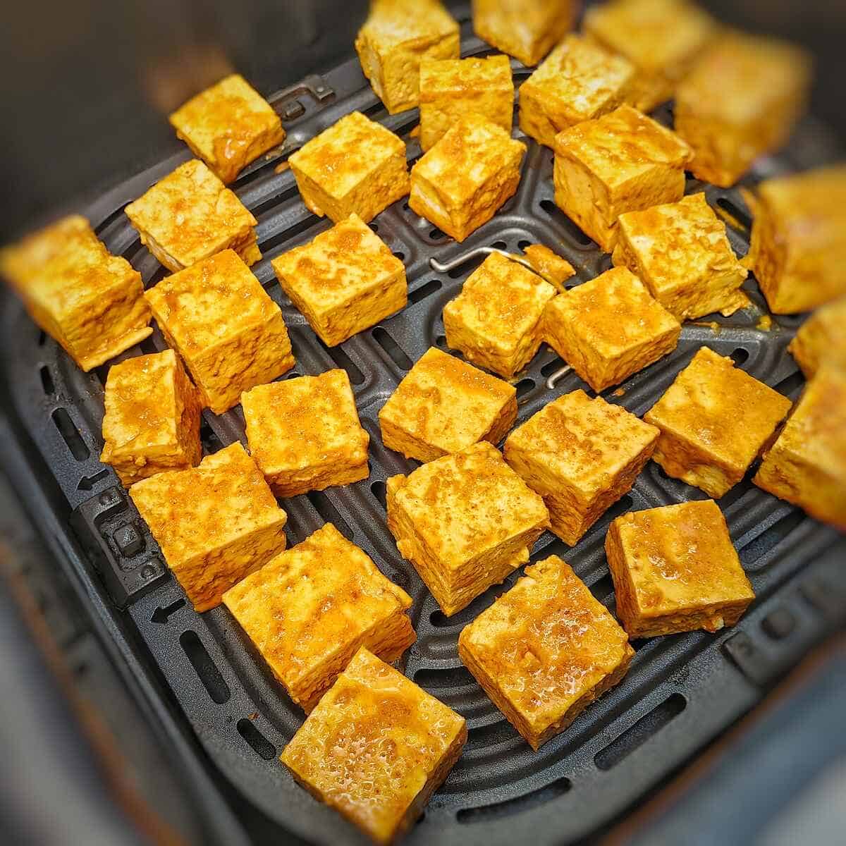 marinated tofu in air fryer basket