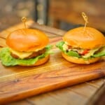 air fryer turkey burgers on top of chopping board