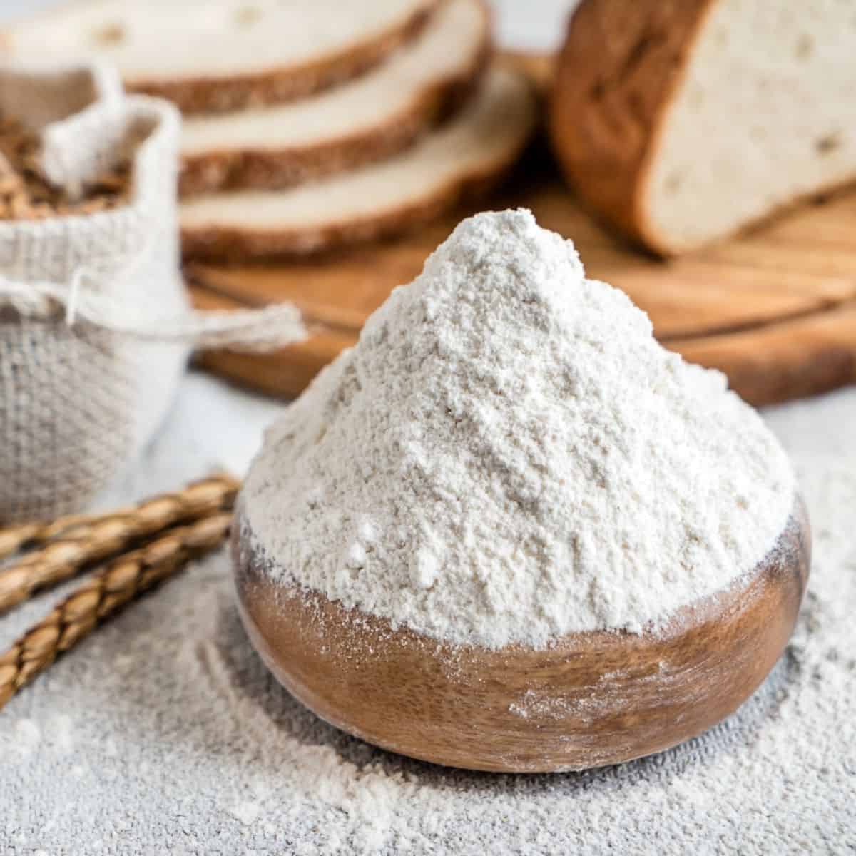 best bread flour substitute on a bowl