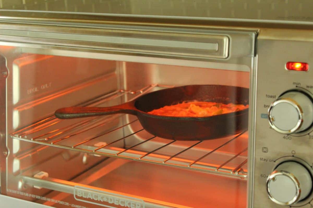 cast iron pan inside air fryer