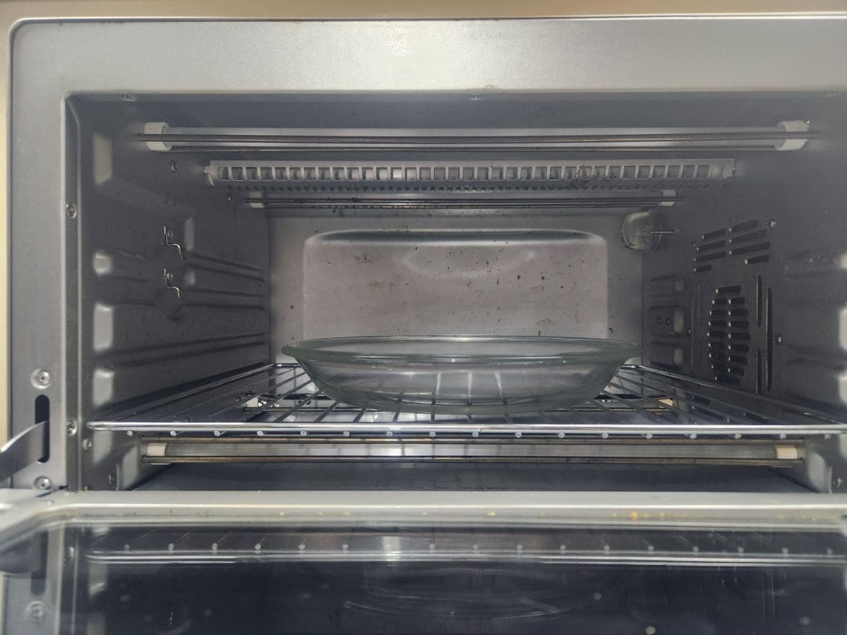 glass dish inside air fryer oven