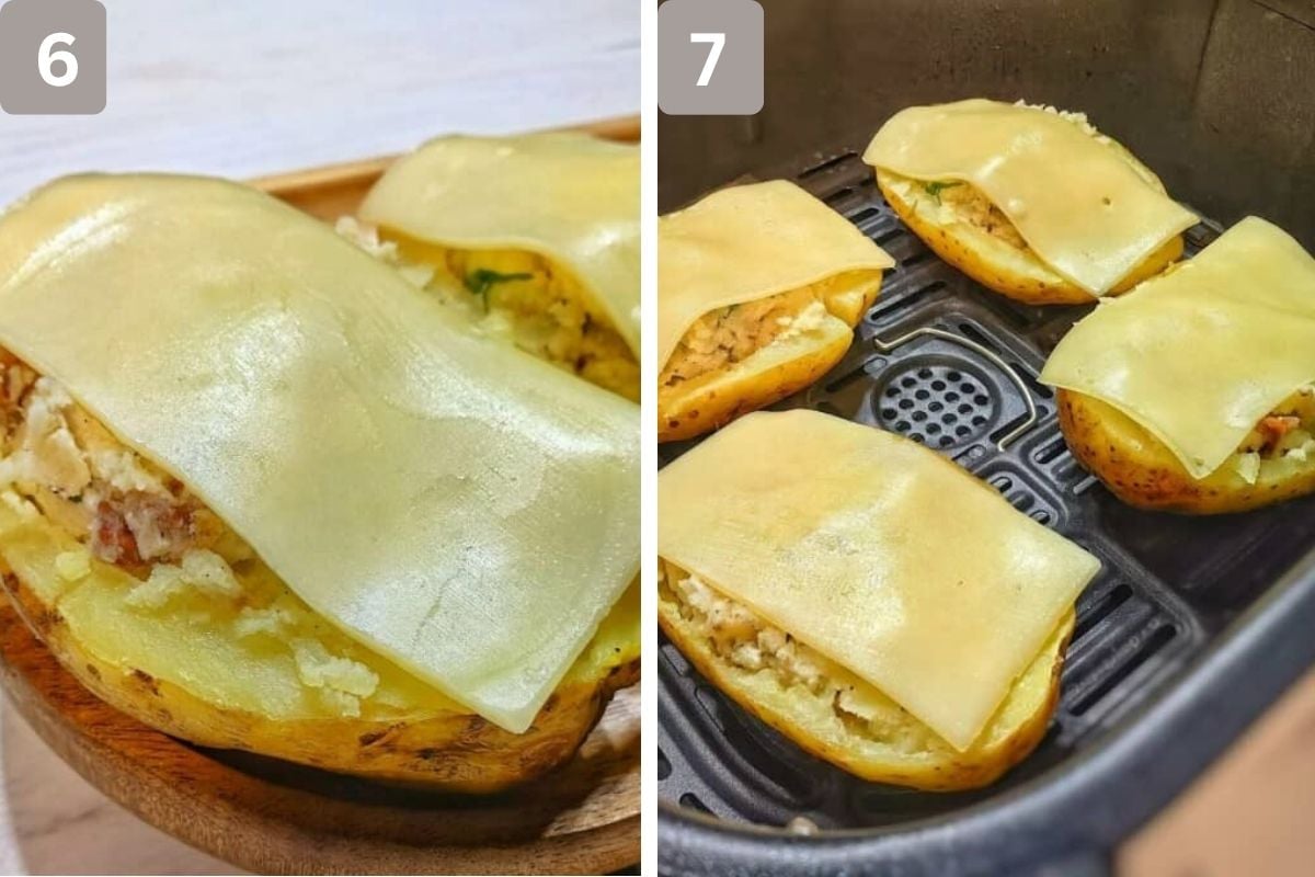 Slice of cheese over the top and air fried