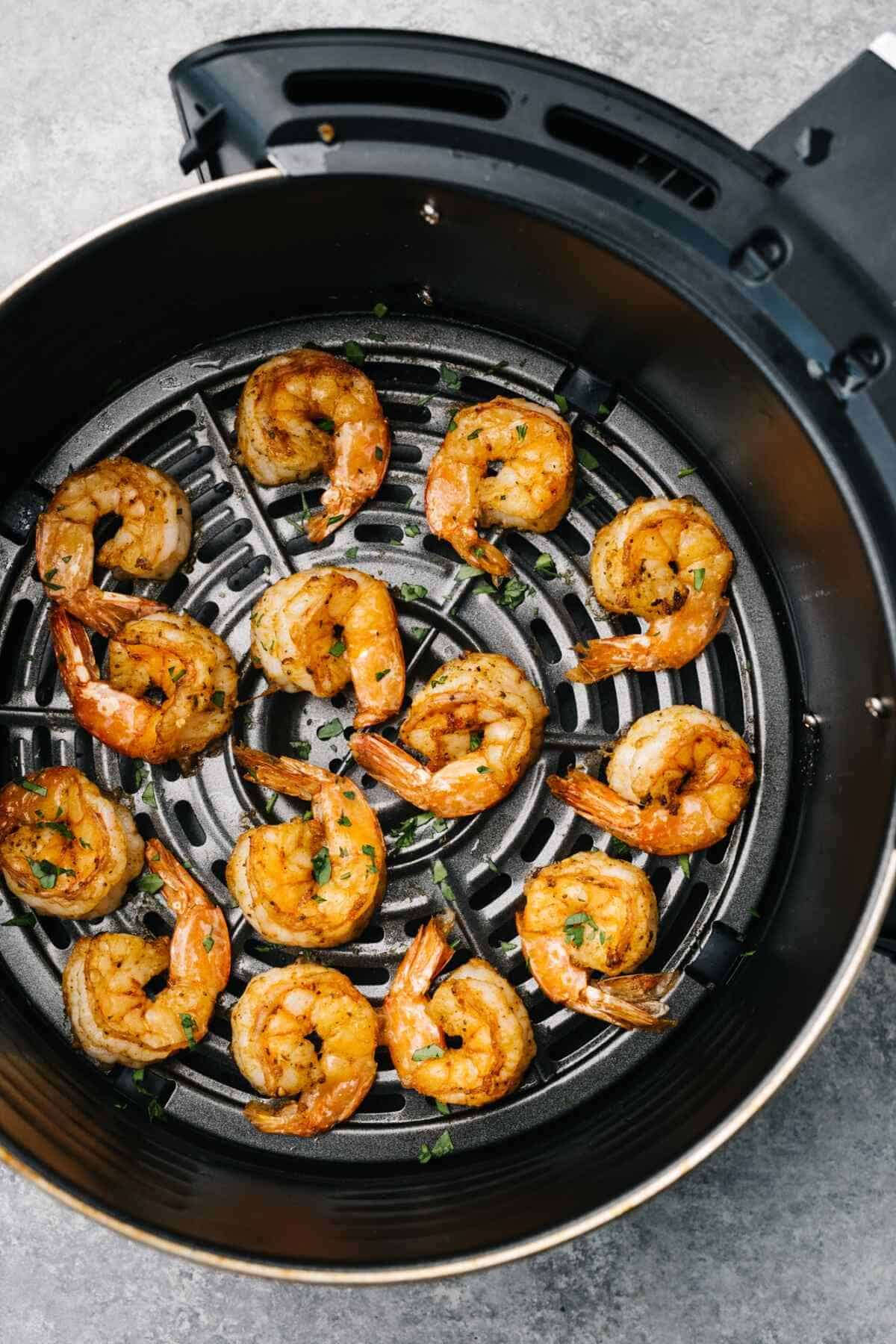 golden shrimp cooked in 
 an air fryer