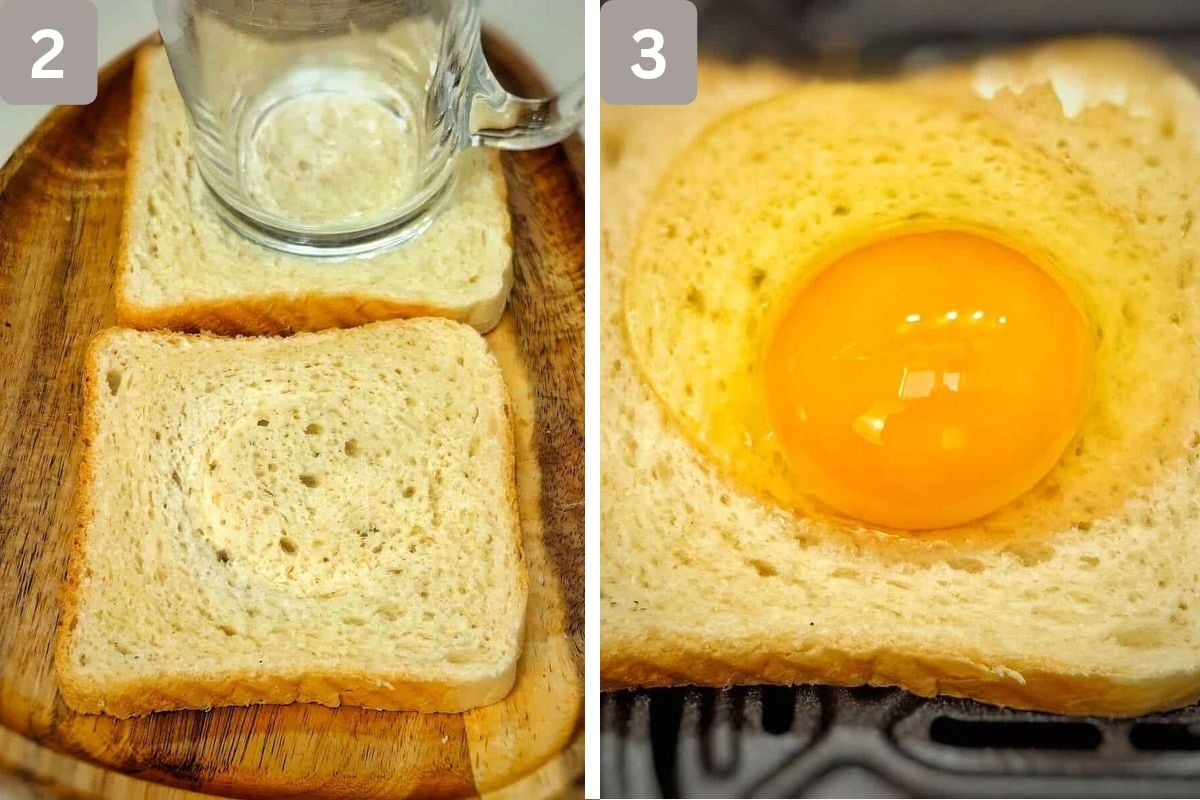 indentations made on bread and raw egg added to bread