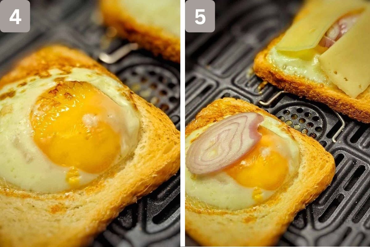 toast air fried and shallots and cheese added